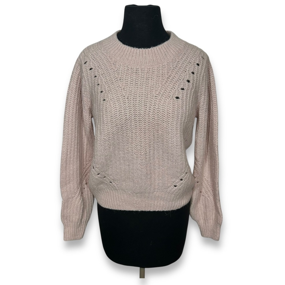 EUC GAP Wool Alpaca Knit Sweater‎ Pullover Crew Neck Pointelle Details Pink M